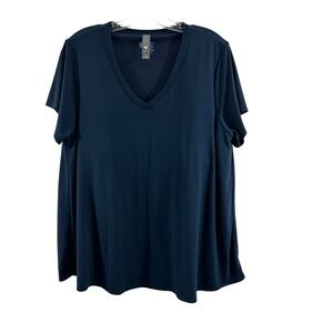 Shebird The Vera V-neck Short Sleeve Bra Tee in Navy Blue Size 8